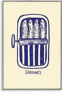 Canned Sardines Nautical Retro, 12 x 18 Inch Framed Gicle Print