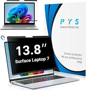 PYS Magnetic Privacy Screen for Microsoft Surface Laptop 7 13.8 Inch - Anti-Spy, Matte Finish Anti-Glare Screen Protector, Blue Light Filter, Easy Install & Detach, Scratch-Resistant