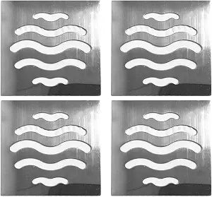 NGe 4Pcs Silver Tone 304 Stainless Steel Square Floor Drain Cover Drain Protection Cover 2.5 Inch 5 Holes