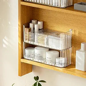2-Tier Stackable Medicine Cabinet Organizer Shelves, Clear