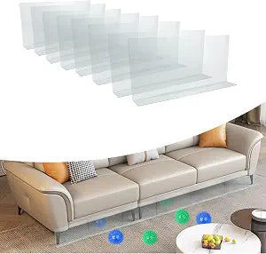8 Pack Clear Toy Blockers for Furniture, 16" L x 7.5" H Under Bed Blocker for Pets, Adjustable Gap Bumper Under Couch Blocker, Stop Things from Going Under Couch Sofa Bed with Strong Adhesive