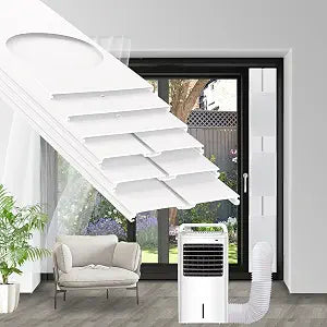 Portable Air Conditioner Sliding Door Vent Kit, 2024 New Upgrade Portable Air Conditioner Window Kit for Sliding Door, Max length 90inches, Ac Vent Kit for Exhaust Hose with 5.9"/15cm Diameter