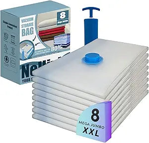 Mega Jumbo XXL Vacuum Seal Space Saver Storage Bags with Pump 8 Pack