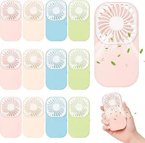 Lewtemi 12 Pack Mini Portable Fan Bulk Handheld Lightweight Portable Small Quiet Personal Fans with Lanyard Aaa Battery Operated for Summer Wedding Travel Hiking Beach Indoor Outdoor Cooling Gift