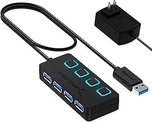SABRENT 4-Port Powered USB 3.0 Hub, LED Power Switches (HB-UMP3)