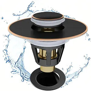 Fransiton Bathroom Sink Stopper, 1.1-1.77 Inch Basin Pop Up Sink Drain Stopper, Anti Clogging Drain Plug with Detachable Hair Catcher, Dark Bronze