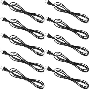 10 Packs 6ft Lamp Cord Replacement Cable Cord with Molded Plug, Black