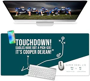 French KOKO Large Philadelphia Desk Mat for Desktop  XL Desk Pad Mat with Smooth Surface, Green Football Theme Office Decor, Man Cave Accessory, Men Gifts & Game Day Gift