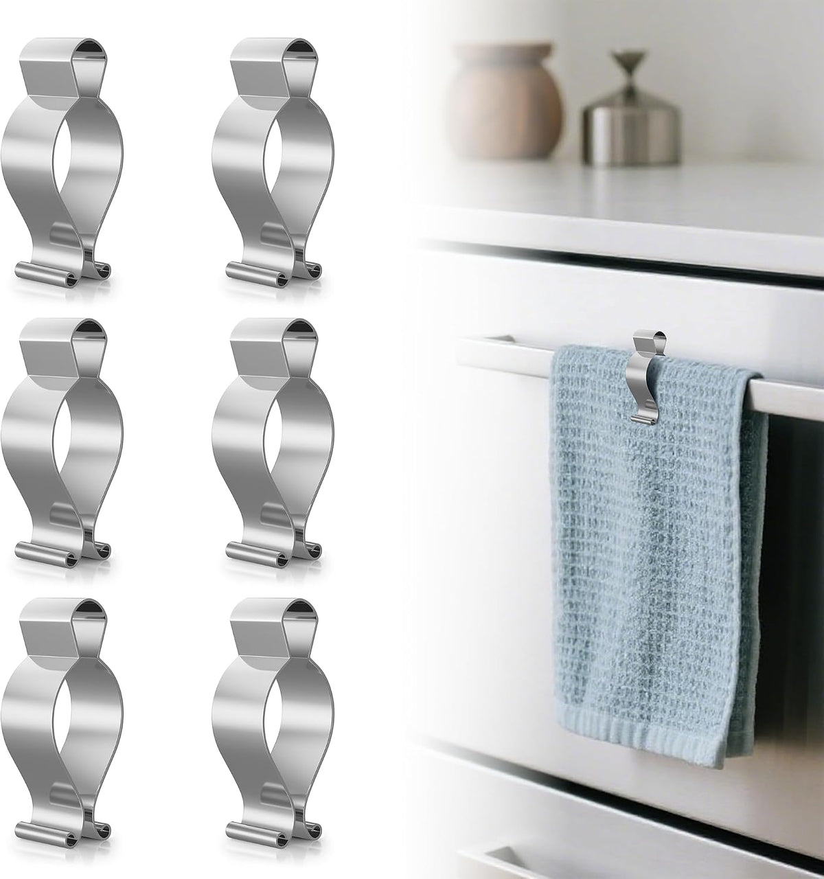 6 Pack Towel Clips for Kitchen, Stainless Steel Towel Holder Clips