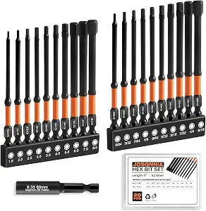 Allen Wrench Drill Bit Set-20PCS 4" Hex Bits SAE & Metric S2 Steel Magnetic