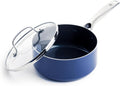 Blue Diamond 2QT Diamond Infused Ceramic Nonstick Sauce Pan with Lid, Blue