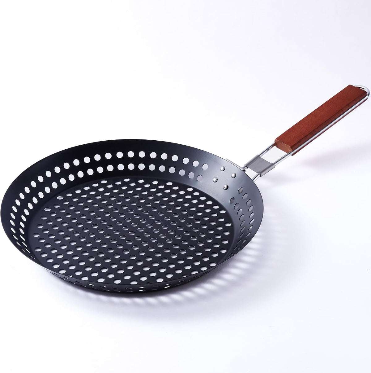 12 in Kozmatik Turkish Grill Pan, Nonstick Carbon Steel Basket