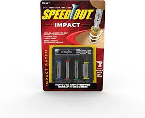 SpeedOut Impact 5-Piece Damaged Screw Extractor Set  Impact Rated Bits with Quick Connect Adapter & EZ View Case  Helps Remove Stripped Screws  Color Coded Extractors  Works with Standard Drill