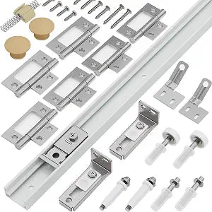 Closet Bifold Door Hardware & 48 Inch Track, 4 ft Bi Folding Door Rail Kit