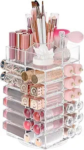 Ikee Design Acrylic Rotating Lipstick Gloss Make Up Organizer with 53 Slots