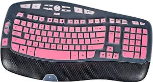 Keyboard Cover for Logitech K350 MK570 MK550 Keyboard Cover Skin for Logitech K350 MK550 MK570 Wireless Wave Keyboard Skin Protector Accessories, Ombre Pink