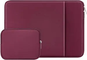 RAINYEAR 14 Inch Laptop Sleeve Case with Pocket & Accessories Pouch, Red