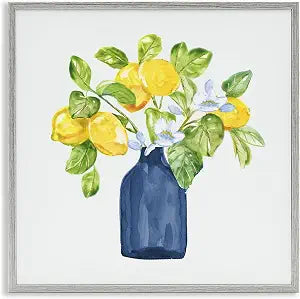Lemon Branches in Blue Kitchen, 12 x 12 Inch Framed Gicle Print