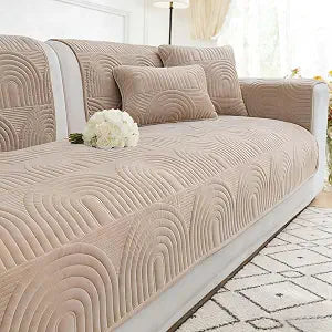 Couch Covers for Sofa Sectional Sofa Covers Washable Non Slip Quilted Couch Covers Sofa Slipcovers for 3 Cushion Couch Dog Couch Cover Furniture Protector(1PC,Khaki, 36"X71",Only Seat Cover)