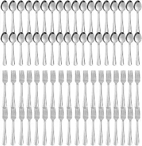Forks and Spoons Silverware Set-72PCS Dinner Forks & Dinner Spoons