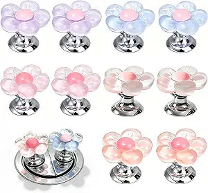 10 PCS Multicolour Cute Flower Shaped Toilet Buttons Pusher for Nail Protect, Toilet Installation Aid, Flower Shape Toilet Press Decoration Tool for Long Nail Aid, Bathroom, Creative Toilet Accessory