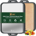 Titanium Cutting Board for Kitchen, Double Sided Pure Titanium & Wood Fiber