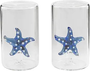 Mud Pie Glass Icon Salt And Pepper; 3" x 1 3/4" dia