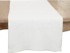 Saro Lifestyle Stonewashed Stitched Edge Table Runner, Ivory, 16"x72"