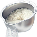 DOPMEP Rice Washer Strainer Bowl Stainless Steel Colander with Side Drainer