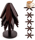 Black Walnut Wooden Trivet Set with Storage Stand