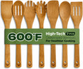 Prime Bamboo Wooden Spoons for Cooking Set of 7 Pcs - Wooden Cooking Utensils with Long Handle, Includes Flat Wood Spoon, Bamboo Spatula, and Slotted Spoon for Kitchen Utensils Set