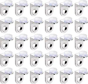 30 Pcs Mounting Brace Fixing Glass Shelf Bracket Pegs Supports with Chuck Wall Mount,Glass Mounting Bracket