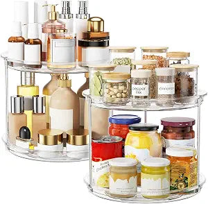 2 Tier Lazy Susan Organizer, 9'' Lazy Susan Turntable for Cabinet