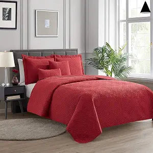 Hearth & Harbor Quilts Twin Size - All Season Bedspread Coverlet Set, Pinsonic Weave Lightweight Bedding Set - 4 Piece Twin Quilt Set with Pillow Shams, Diamond - Burgundy