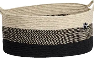 Optish 40L Extra Larg Dog Toy Basket, Woven Rope Storage Basket,Black-Brown