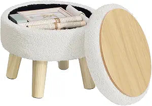 SONGMICS Foot Stool Ottoman, Small Storage Ottoman with Legs, 12.2 Inches