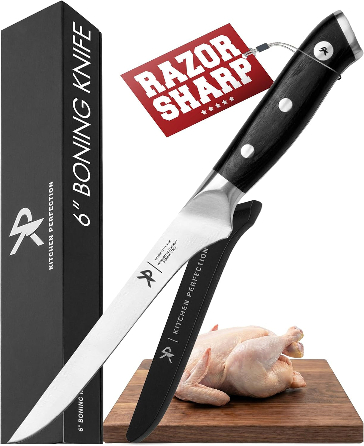 Kitchen perfection 6'' Boning Knife for Meat Cutting, Fillet & Deboning
