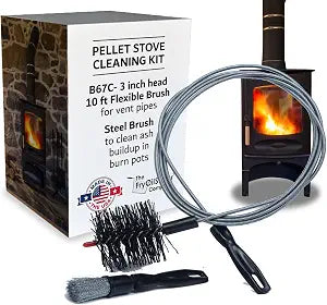 FryOilSaver Co. B67C Pellet Stove & Dryer Vent Cleaner Brush Kit, 10 Ft