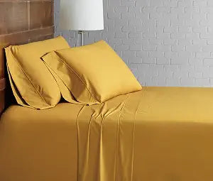 Brooklyn Loom Classic Cotton Sheet Sets Mustard Cotton 3-Piece Twin XL Sheet Set, Solid Color Themed, for Men and Women, Oeko-TEX Certified Confidence
