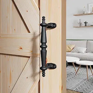 EaseLife 9" Barn Door Pull Handle, Rustic Black Aluminum Grab, Gate Handles, Easy Install