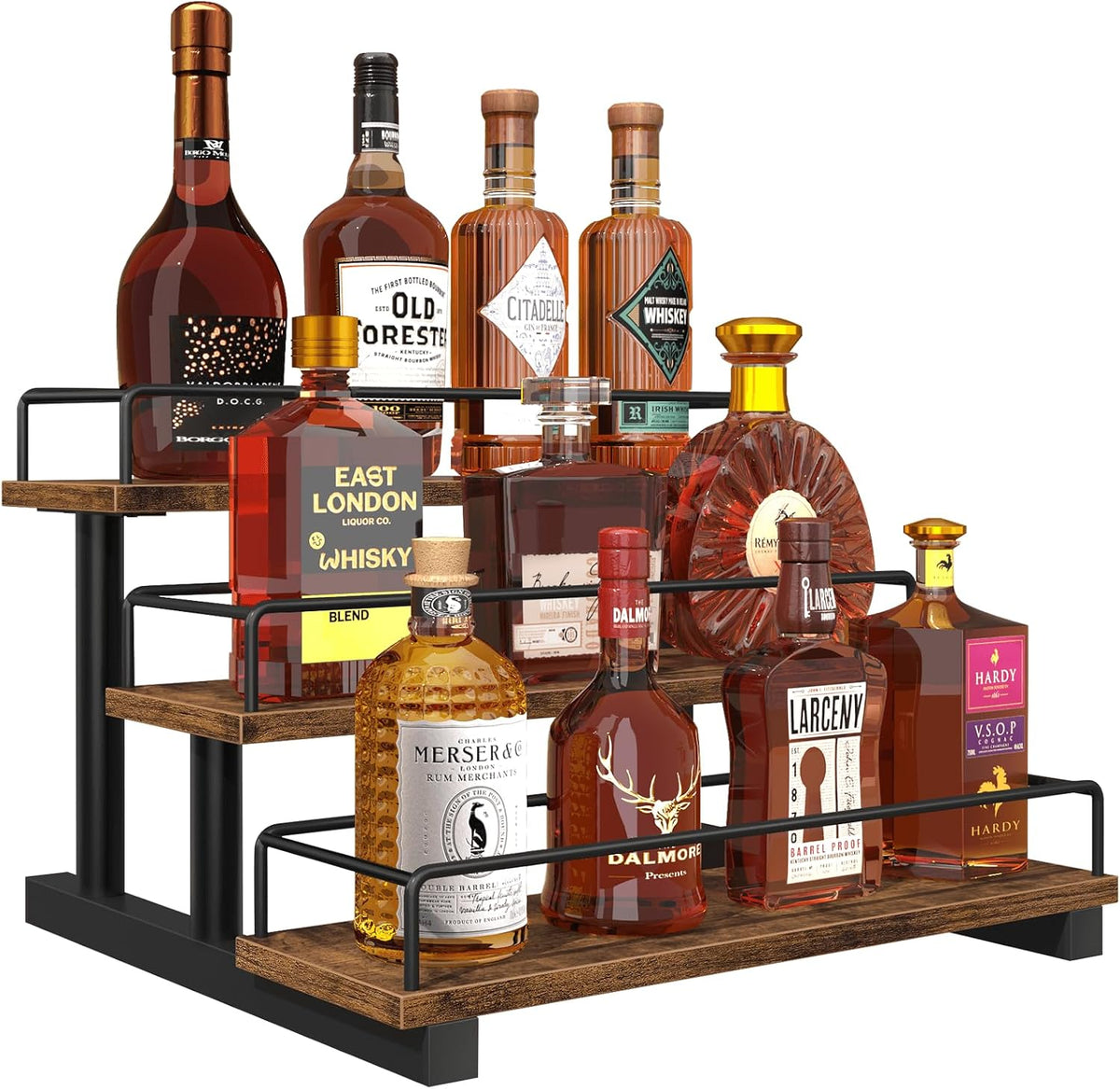 Homode Liquor Bottle Display Shelf, 3 Tier Coffee Syrup Rack Organizer