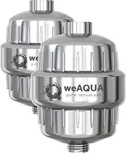 weAQUA Heavy Duty 2-PACK Shower Filter for Hard Water Chlorine Heavy Metals