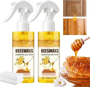 Beeswax Wood Polish Spray, 2PCS Natural Bees wax Furniture Polish and Cleaner, Beeswax Spray with 2 Towels, Deep Restore Furniture Cleaner for All Wood Surfaces