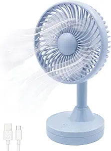 Cute Small Rechargeable 90 Oscillating Desk Fan, 25dB Ultra-Quiet
