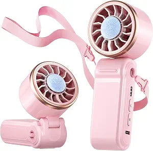 SWEETFULL Mini Portable Fan with Ice Cooling, Lightweight Handheld Pocket Turbo Fan Rechargeable, 3 Speed, Foldable Personal Hand Fan for Travel, Beach Vacation, Women Girls (Pink)
