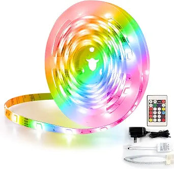 RGB LED Strip Light, 16ft Color Changing Tape Light with Remote Control, Linkable LED Lights for TV Bedroom Kitchen Living Indoor Room Decor Party (16ft Tape Light)