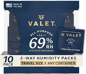 Valet 69% Two-Way Humidity Packs for Travel Containers, 10-Pack, 8g Each