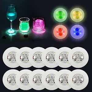AHIIER 12 PCS Led Coasters for Drink, Bar Coaster Led Bottle Sticker Lights