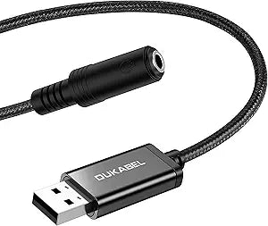 USB Headphone Adapter, DUKABEL External Sound Card for PC, PS4, PS5-25CM