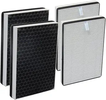 PUREBURG Replacement Filter Compatible with NUWAVE Oxypure 47401 47402 47404 Portable Air Purifier Part H5P3, 2-Pack(4 Filters) H13 HEPA 3-Stage Filtration Activated Carbon 2-in-1